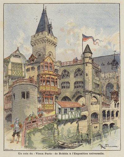 Uma esquina da Robidas Old Paris na Exposition Universelle de Albert Robida