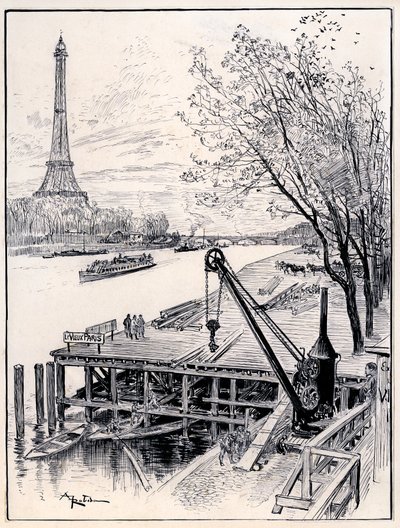 Início das obras de reconstrução arquitetónica da velha Paris medieval, nas margens do Sena, para a Feira Mundial de 1900 de Albert Robida