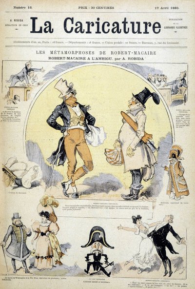 Desenhos animados sobre o actor Robert Macaire, de Robida, cov. "La caricature" 17/7/1880. de Albert Robida