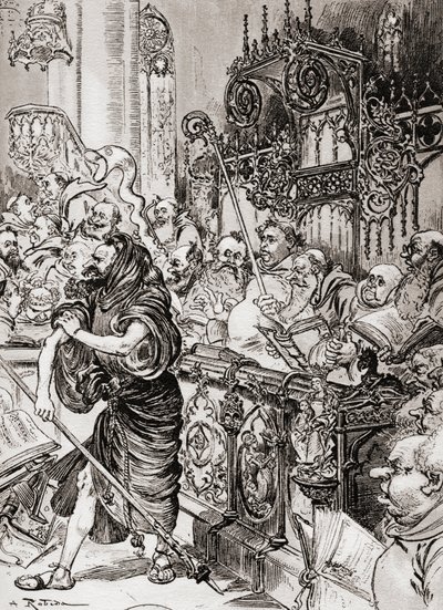Frei John des Entommeures apreendeu o bastão da cruz. de Albert Robida