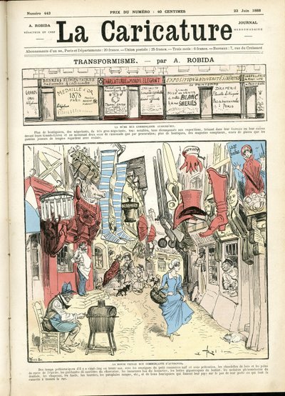 Ilustração de Albert Robida (1848-1926) para a capa de La Caricature (1880) de Albert Robida