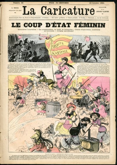 Ilustração de Albert Robida (1848-1926) para a capa de La Caricature (1880) de Albert Robida