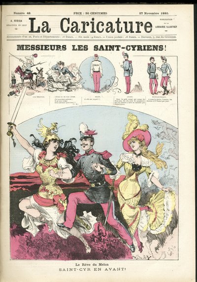 Ilustração de Albert Robida (1848-1926) para a capa de La Caricature (1880) de Albert Robida