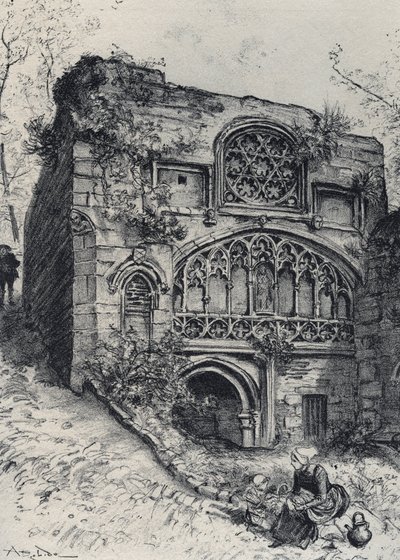 La fontaine des carmelites a morlaix - La vieille France - La Bretagne - textos, desenhos e litografias, de Albert Robida (1848-1926) final do século XIX sem data de Albert Robida