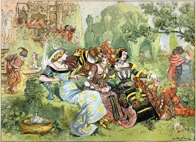Cena de “Gargantua”, ilustração de Robida para os trabalhos completos de Francois Rabelais publicados pela Librairie Illustree, 1885 de Albert Robida