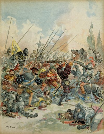 Sexta Guerra Italiana (1521-1526): Rei François I (1494-1547) em Pavia (Itália) em 24 de fevereiro de Albert Robida