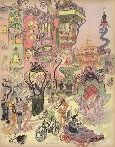 Street, Modern Style (cor litho) de Albert Robida