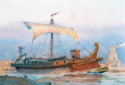 Navio imperial romano a sair do arsenal de Albert Sébille