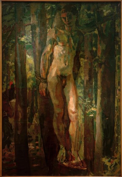 Sebastian amarrado na floresta de Albert Weisgerber