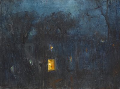 Casa à noite com uma única janela acesa de Albert de Belleroche