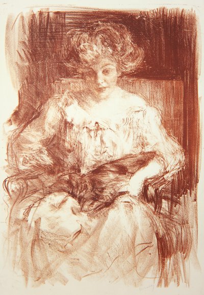 Mrs. Milbank HV em Ferby Lodge com Bebear, c.1907 de Albert de Belleroche