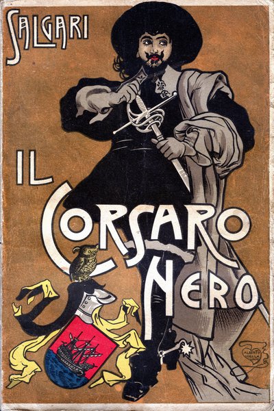 Capa do romance Il Corsaro Nero O corsário negro de Emilio Salgari (1863 - 1911) de Alberto Della Valle