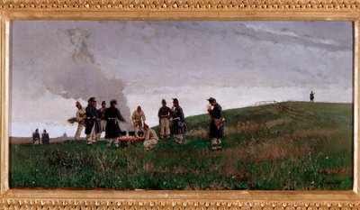 À volta da fogueira. Bivouac dos soldados do exército italiano (óleo sobre tela de Alberto Issel