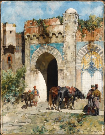 Molhando os Cavalos, 1880 de Alberto Pasini