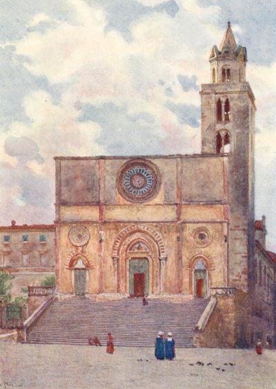 Catedral de Todi (litografia a cores) de Alberto Pisa