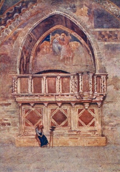 Púlpito, Igreja Baixa, S. Francisco, Assis (litografia a cores) de Alberto Pisa
