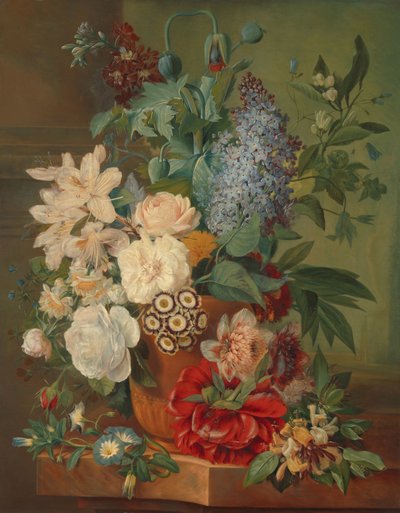 Flores em um vaso de terracota de Albertus Jonas Brandt