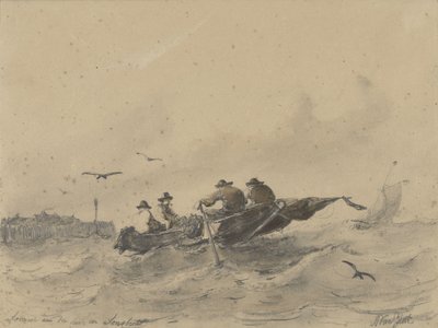 Quatro homens em um barco a remo de Albertus van Beest