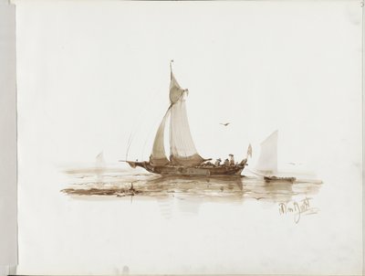 Veleiro com números sobre a água de Albertus van Beest