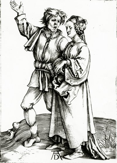 Um casal rústico, gravado por Johannes Wierix, c.1565 (gravura) de Albrecht (after) Durer or Duerer