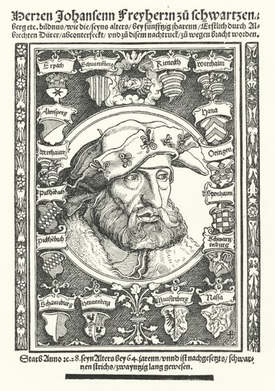 Johann de Schwarzenberg, moralista, poeta e reformador alemão (gravura) de Albrecht (after) Durer or Duerer