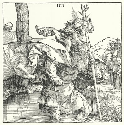 São Cristóvão carregando o Cristo Infante (gravura) de Albrecht (after) Durer or Duerer