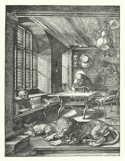 São Jerônimo em Seu Estudo (gravura) de Albrecht (after) Durer or Duerer