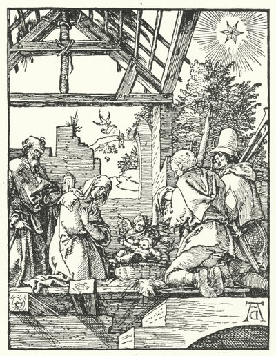 A Adoração dos Pastores (gravura) de Albrecht (after) Durer or Duerer