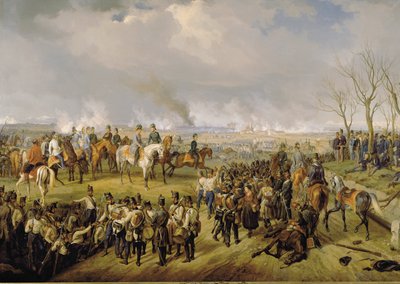 O marechal de campo Radetzky durante a batalha de Novara ... (pintura sobre tela) de Albrecht Adam