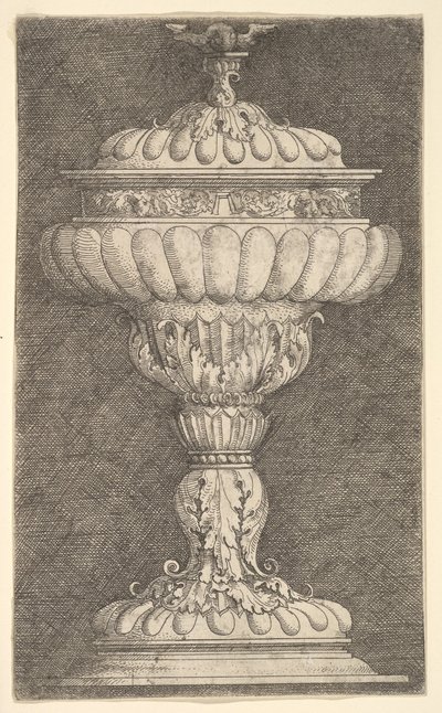 Taça coberta com uma bola alada no topo.nd de Albrecht Altdorfer