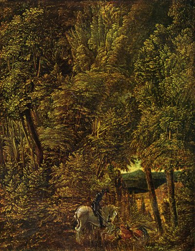 Alemão: Drachenkampf des hl. Georg Campo de madeira com São Jorge a lutar contra o dragão de Albrecht Altdorfer