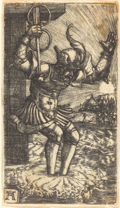 Horácio Cocles pulando no rio Tibre de Albrecht Altdorfer
