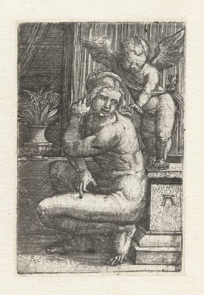 Ajoelhando Vênus com Cupido de Albrecht Altdorfer