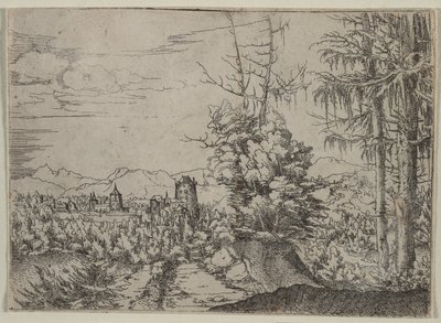 Paisagem com dois pinheiros, 1522-1525. de Albrecht Altdorfer