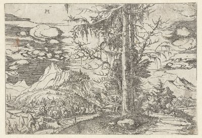 Paisagem com abeto duplo de Albrecht Altdorfer