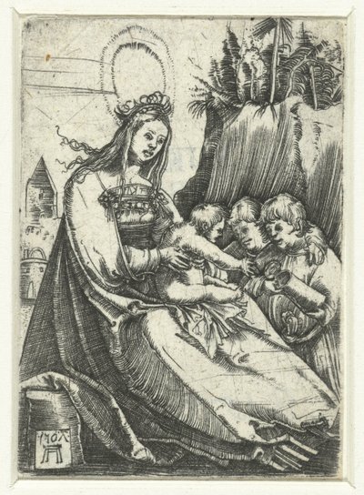 Maria com o Menino Jesus e dois meninos de Albrecht Altdorfer