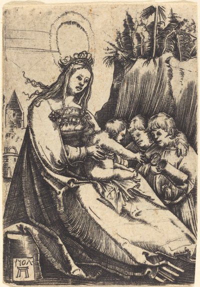 Maria com criança e dois meninos de Albrecht Altdorfer