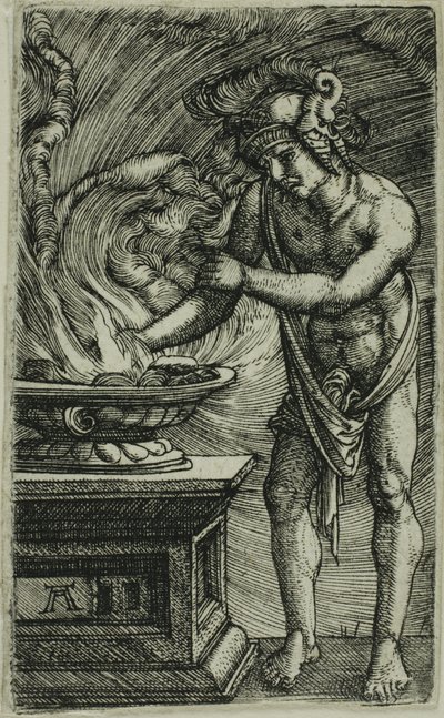 Mucius Scaevola Queimando a mão de Albrecht Altdorfer