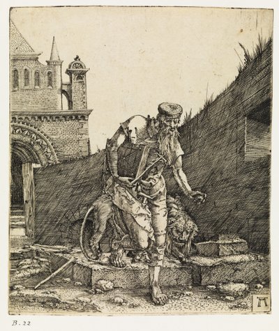 São Jerônimo Caminhando em um pátio da igreja, antes de 1519. de Albrecht Altdorfer