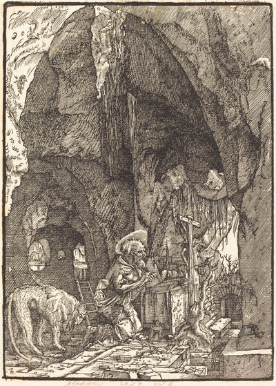 São Jerônimo em uma caverna de Albrecht Altdorfer