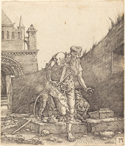 São Jerônimo em um pátio de Albrecht Altdorfer