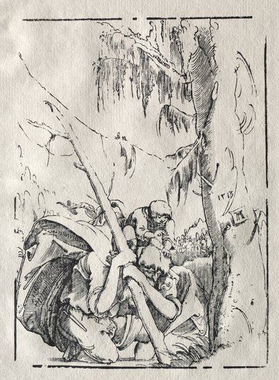 São Cristóvão cruzando a água com Cristo nos ombros de Albrecht Altdorfer