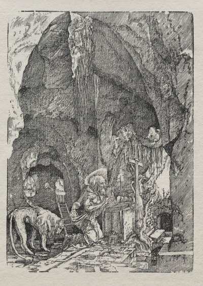 São Jerônimo na Caverna, c. 1513-15. de Albrecht Altdorfer