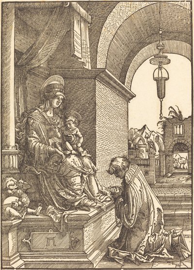 Suplicante ajoelhado diante da Virgem e do Menino de Albrecht Altdorfer