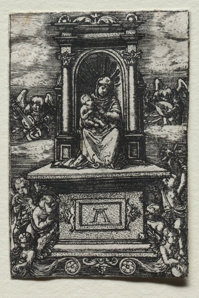 A bela Virgem de Ratisbona em um altar, logo após 1520. de Albrecht Altdorfer