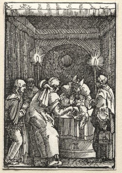 A Queda e Redenção do Homem: Oferta de Joachims Rejeitada pelo Sumo Sacerdote, c. 1515 de Albrecht Altdorfer