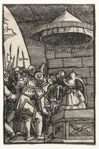 A queda e redenção do homem: Pilatos lavando as mãos de Albrecht Altdorfer