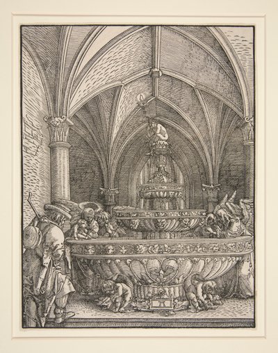 A Sagrada Família no vôo para o Egito em uma fonte de Albrecht Altdorfer
