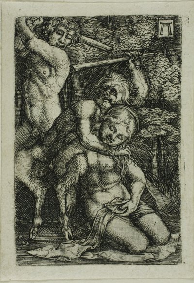 Dois sátiros a lutar por uma ninfa de Albrecht Altdorfer