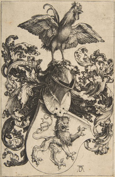 37 Brasão de armas com leão e galo de Albrecht Dürer